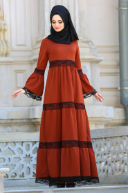 Dresses - Tile Hijab Dress 41760KRMT - Thumbnail