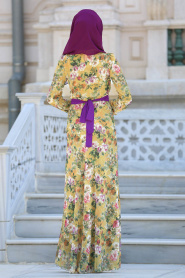 Dresses - Yellow Hijab Dress 76938SR - Thumbnail