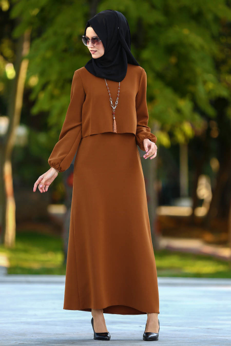 Dresses - Yellowish Green Hijab Dress 41790TB