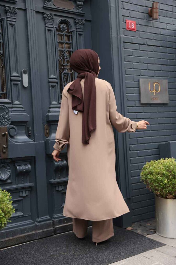 Düğme Detaylı Vizon Tesettür İkili Takım 76642V - 5