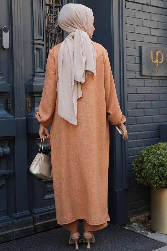 Düğmeli Bisküvi Tesettür İkili Takım 19017BS - 4