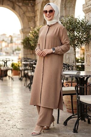 Düğmeli Bisküvi Tesettür İkili Takım 76591BS - N.S NEVA STYLE