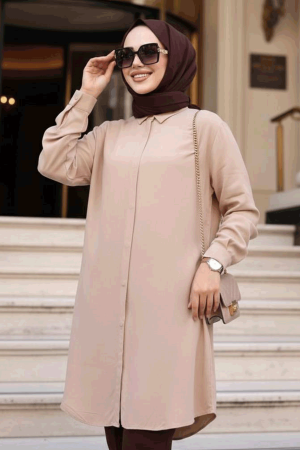 Düğmeli Bisküvi Tesettür Tunik 11715BS - NEVA STYLE
