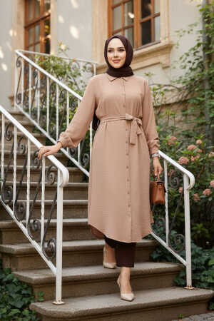 Düğmeli Bisküvi Tesettür Tunik 32172BS 