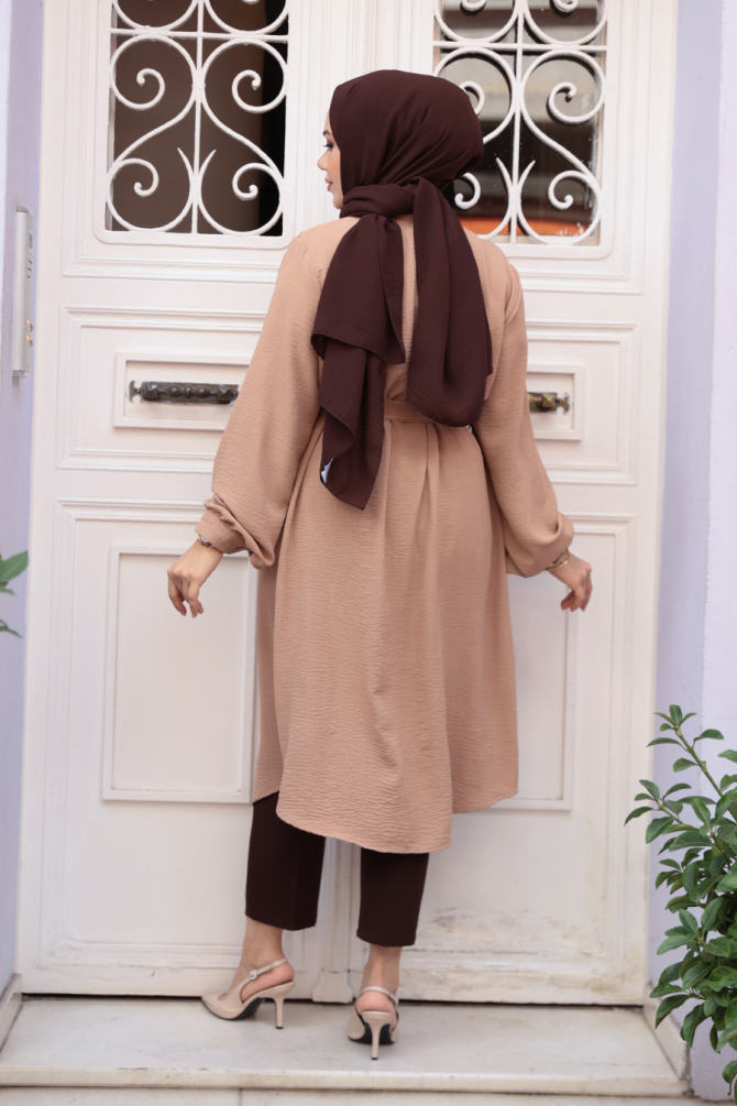 Düğmeli Bisküvi Tesettür Tunik 32172BS - 3