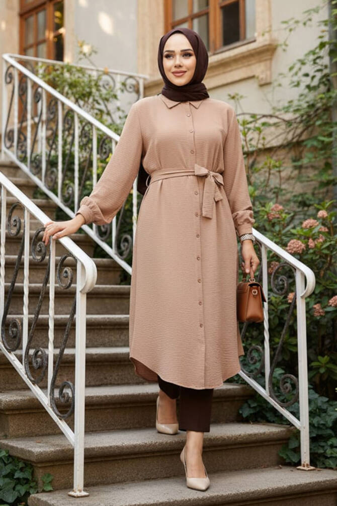 Düğmeli Bisküvi Tesettür Tunik 32172BS - NEVA STYLE