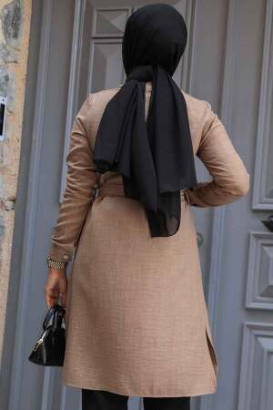 Düğmeli Camel Tesettür Tunik 658C - 3