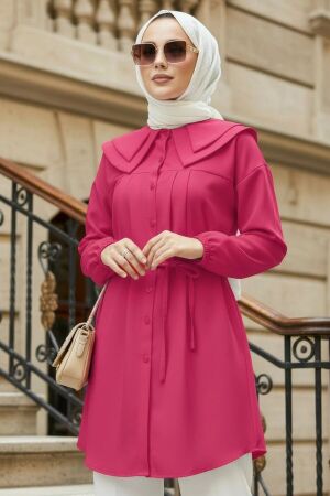 Poplin Fuşya Tesettür Tunik 20228F - N.S NEVA STYLE
