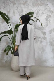 Düğmeli Gri Tesettür İkili Takım 25492GR - 3