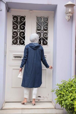 Düğmeli Lacivert Tesettür Kot Kap 7041L - 3