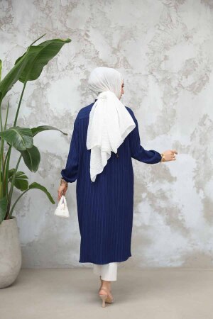 Düğmeli Lacivert Tesettür Tunik 45071L - 3