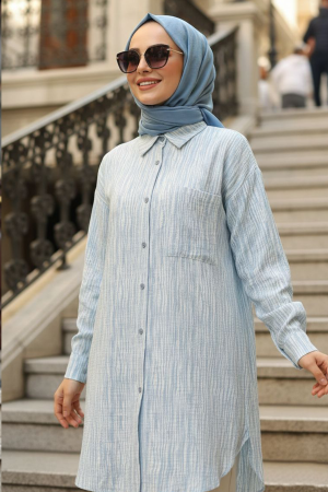Düğmeli Mint Tesettür Tunik 10439MINT 