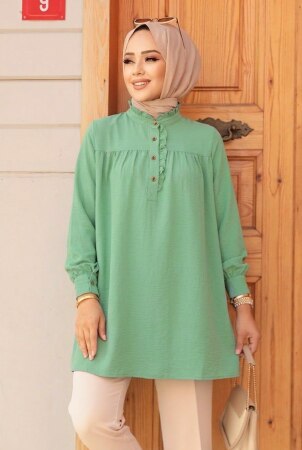 Düğmeli Mint Tesettür Tunik 19026MINT 