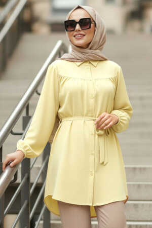 Düğmeli Sarı Tesettür Tunik 10184SR 