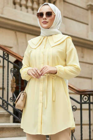 Düğmeli Sarı Tesettür Tunik 20228SR 