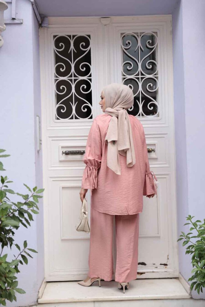 Düğmeli Somon Tesettür İkili Takım 30451SMN - 4