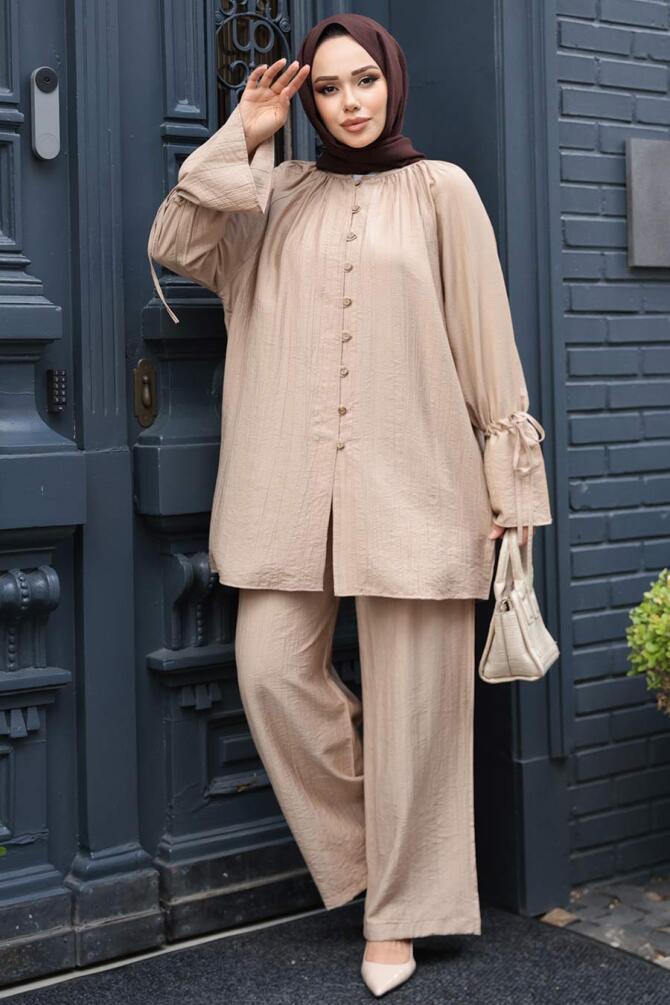Düğmeli Vizon Tesettür İkili Takım 30451V - 3