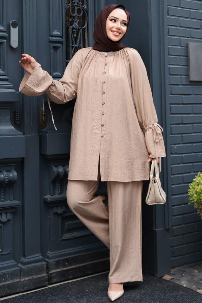 Düğmeli Vizon Tesettür İkili Takım 30451V - 1
