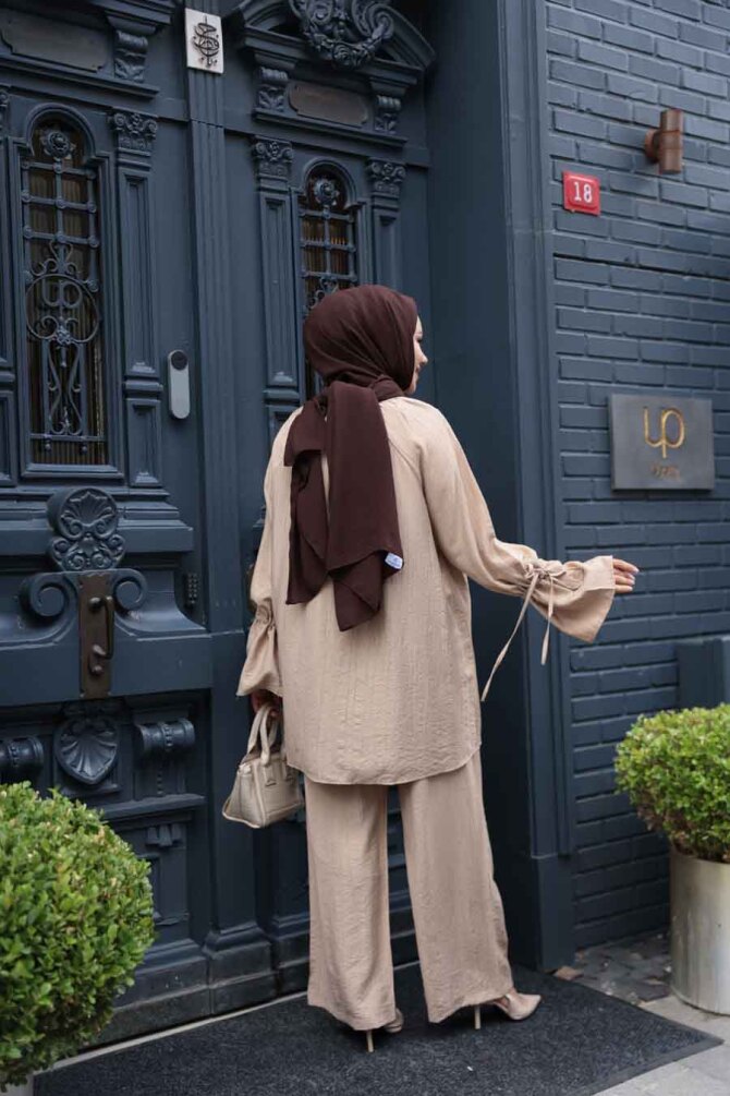 Düğmeli Vizon Tesettür İkili Takım 30451V - 4