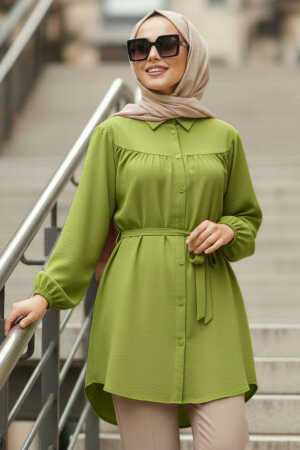 Düğmeli Yeşil Tesettür Tunik 10184Y 