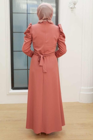 Neva Style - Long Dusty Roae Islamic Clothing Wedding Dress 45601GK - 2