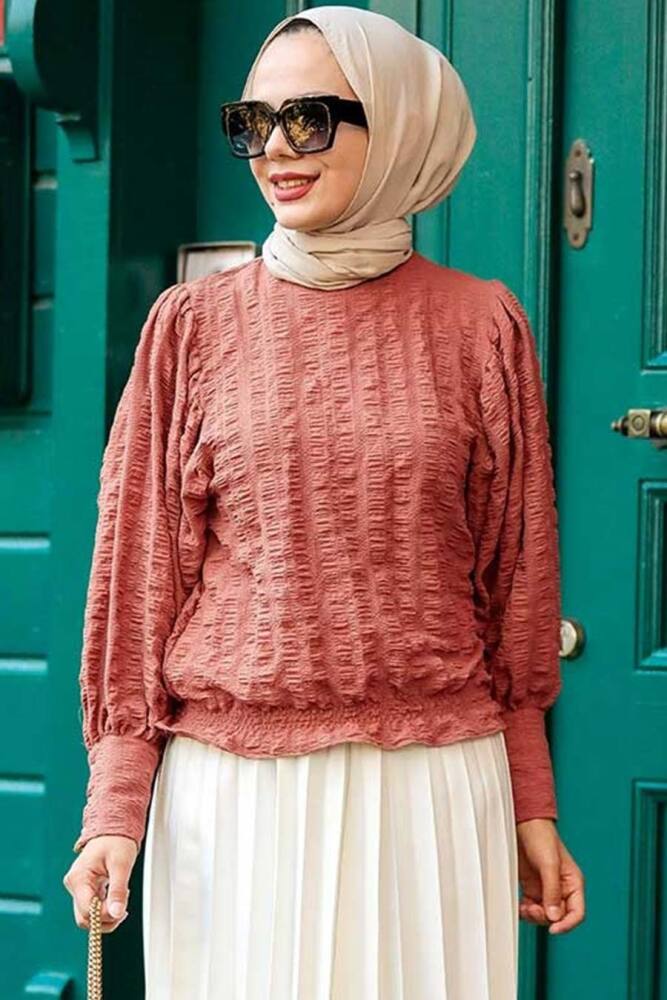 Dusty Rose Hijab Blouse 24271GK - 1