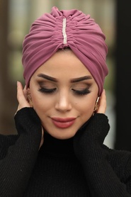 Dusty Rose Hijab Cap Shawl 7526GK - Thumbnail
