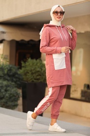 Dusty Rose Hijab Casual Suit 40210GK - Thumbnail
