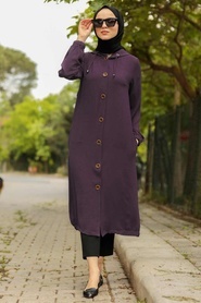 Dusty Rose Hijab Coat 10155KGK - Thumbnail