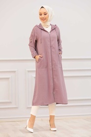 Dusty Rose Hijab Coat 14650GK - Thumbnail