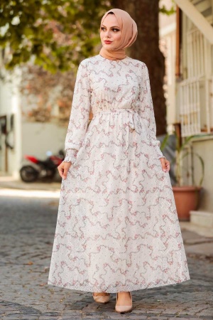 Dusty Rose Hijab Dress 22140GK - 1