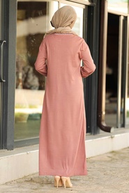 Dusty Rose Hijab Dress 23120GK - Thumbnail