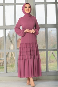 Dusty Rose Hijab Dress 27001GK - Thumbnail