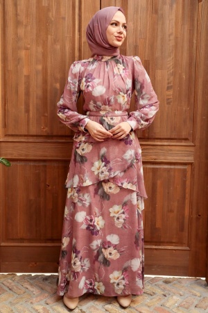 Dusty Rose Hijab Dress 3303GK - 1