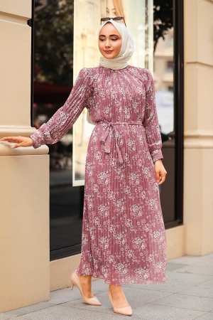 Dusty Rose Hijab Dress 33254GK - 1