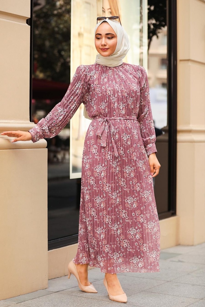 Dusty Rose Hijab Dress 33254GK - 1