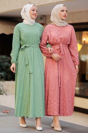 Dusty Rose Hijab Dress 33870GK - 2