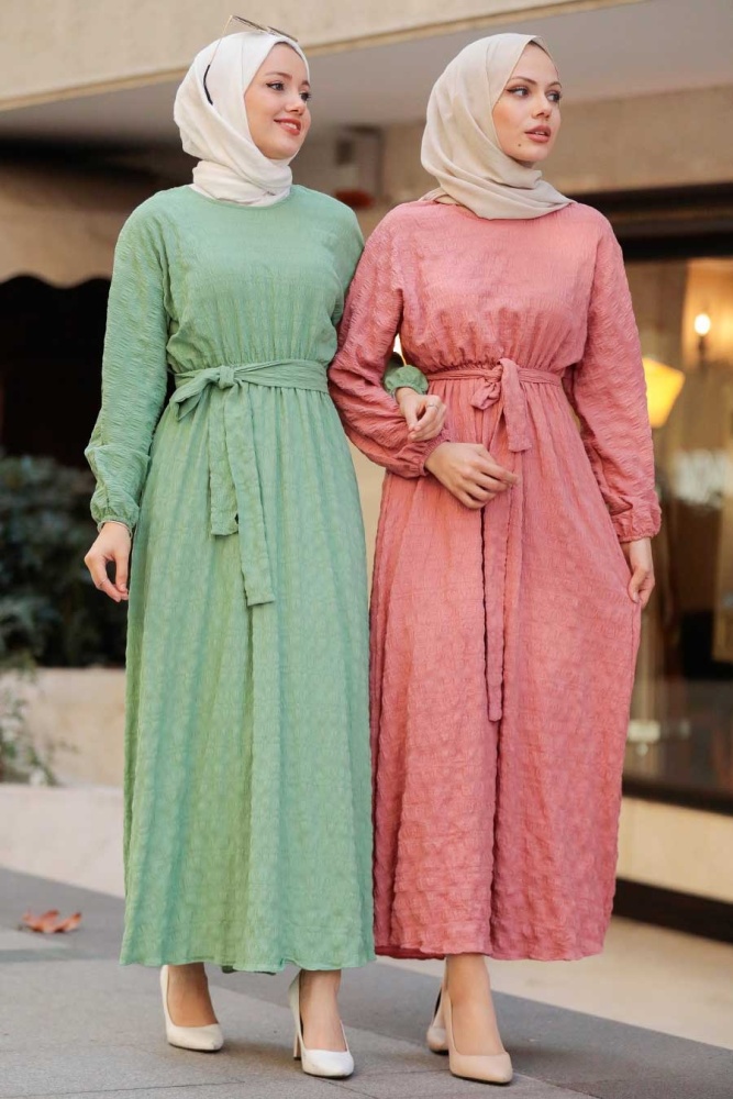 Dusty Rose Hijab Dress 33870GK - 2