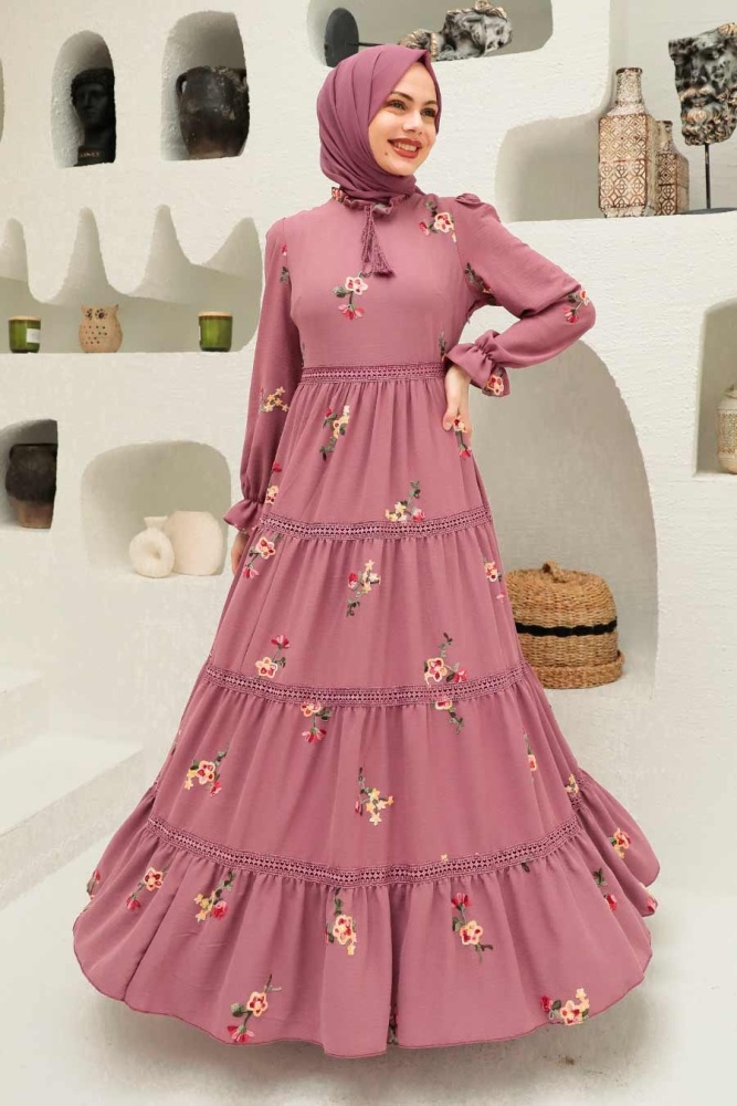 Dusty Rose Hijab Dress 3403GK - 2