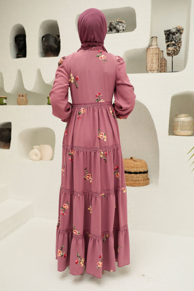 Dusty Rose Hijab Dress 3403GK - 3
