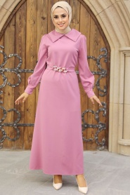 Dusty Rose Hijab Dress 3420GK - Thumbnail