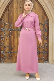 Dusty Rose Hijab Dress 3420GK - Thumbnail
