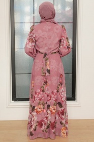 Dusty Rose Hijab Dress 35461GK - Thumbnail