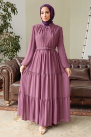 Dusty Rose Hijab Dress 57250GK - Thumbnail