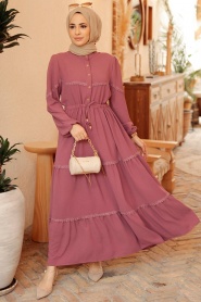 Dusty Rose Hijab Dress 63250GK - Thumbnail
