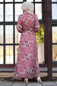 Dusty Rose Hijab Dress 81390GK - Thumbnail