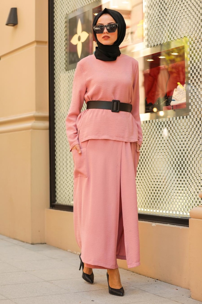Dusty Rose Hijab Dual Suit Dress 12801GK - 1