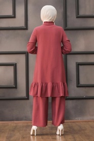 Dusty Rose Hijab Dual Suit Dress 2428GK - Thumbnail