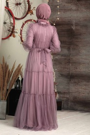 Dusty Rose Hijab Evening Dress 21750GK - Thumbnail