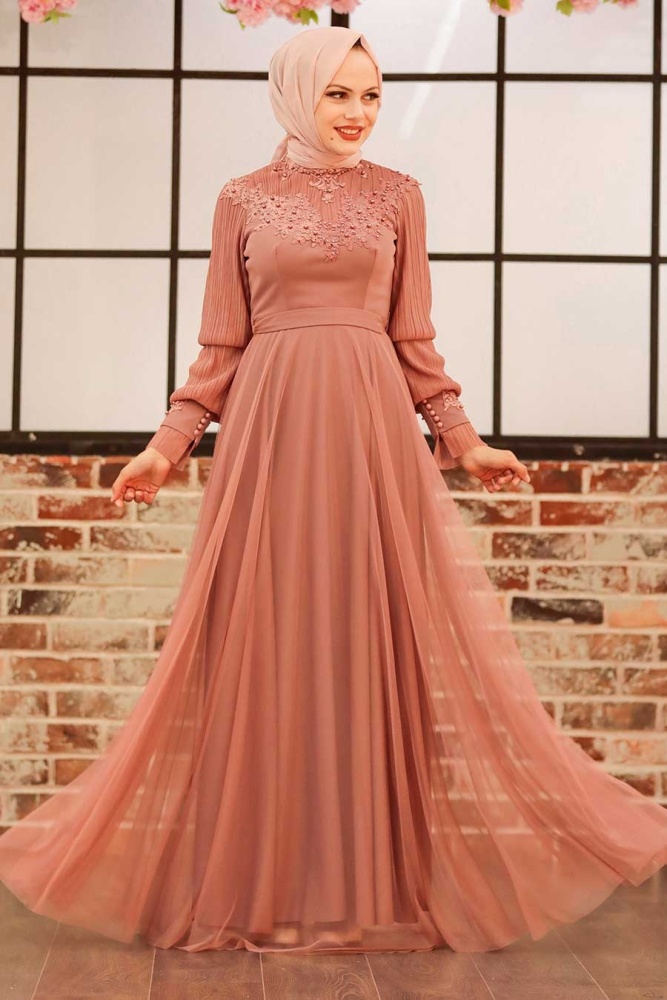 Neva Style - Modern Dusty Rose Islamic Clothing Prom Dress 21780GK - 1